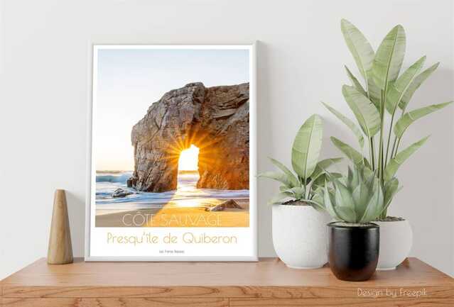 Poster Frame Mockup on the wall with plant